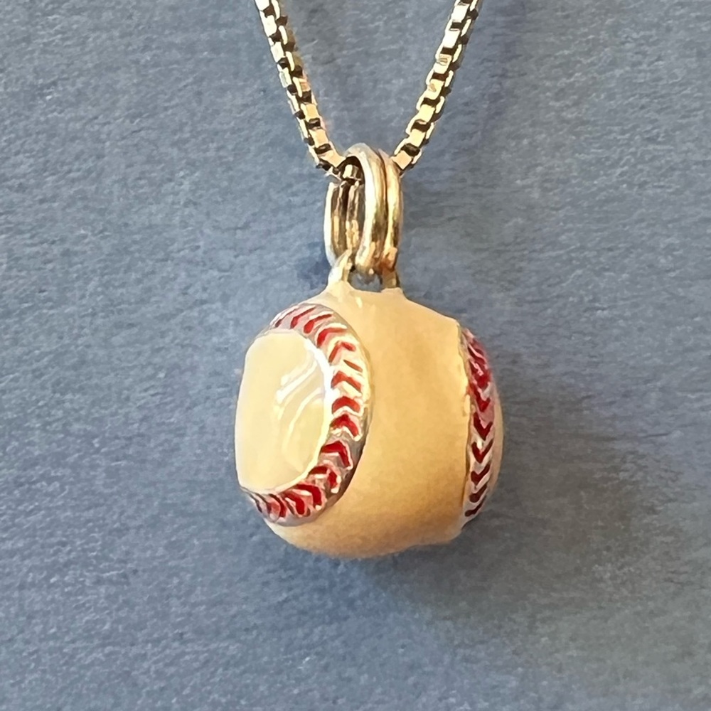 Enamel and Sterling Silver Baseball Pendant (necklace not included)